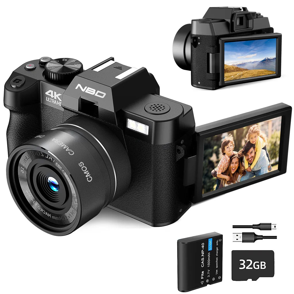 NBD 48MP 4K Vlog Kamerası – WiFi & Döner Ekranlı YouTube İçerik Üretici Kamerası