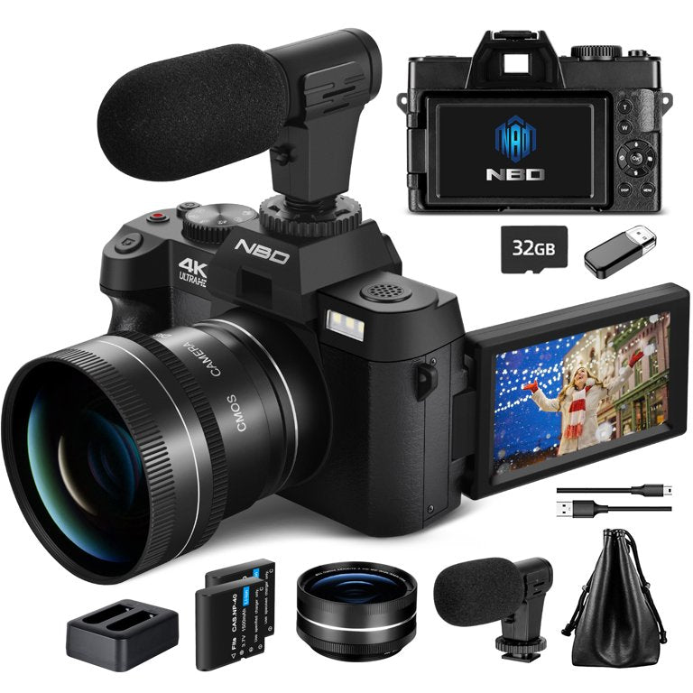 NBD 48MP 4K Vlog Kamerası – WiFi & Döner Ekranlı YouTube İçerik Üretici Kamerası