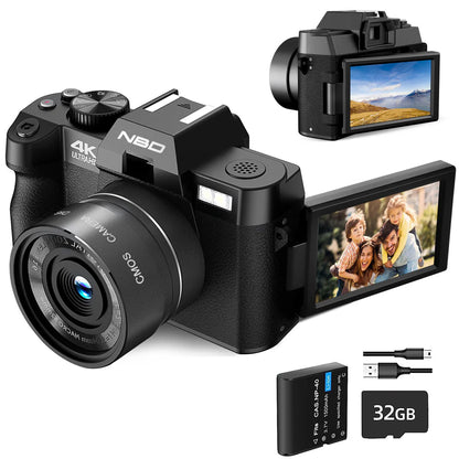 NBD 48MP 4K Vlog Kamerası – WiFi & Döner Ekranlı YouTube İçerik Üretici Kamerası