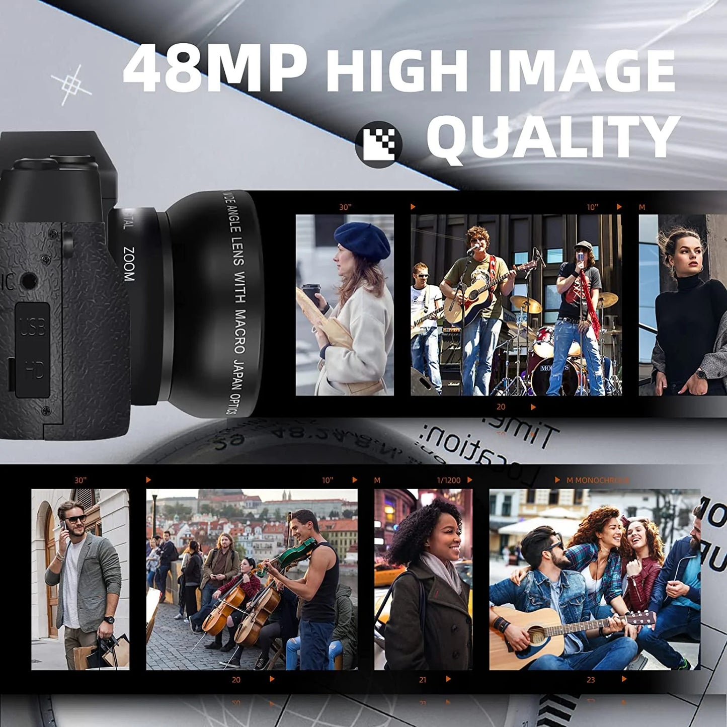 NBD 48MP 4K Vlog Kamerası – WiFi & Döner Ekranlı YouTube İçerik Üretici Kamerası